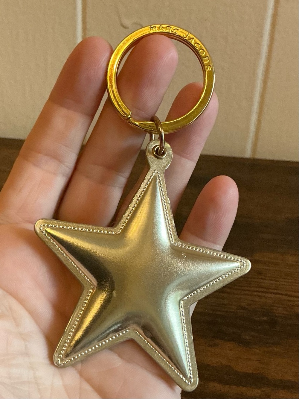 A rare HTF MARC JACOBS Gold Tone Metallic Padded Star Key Chain / Purse Charm